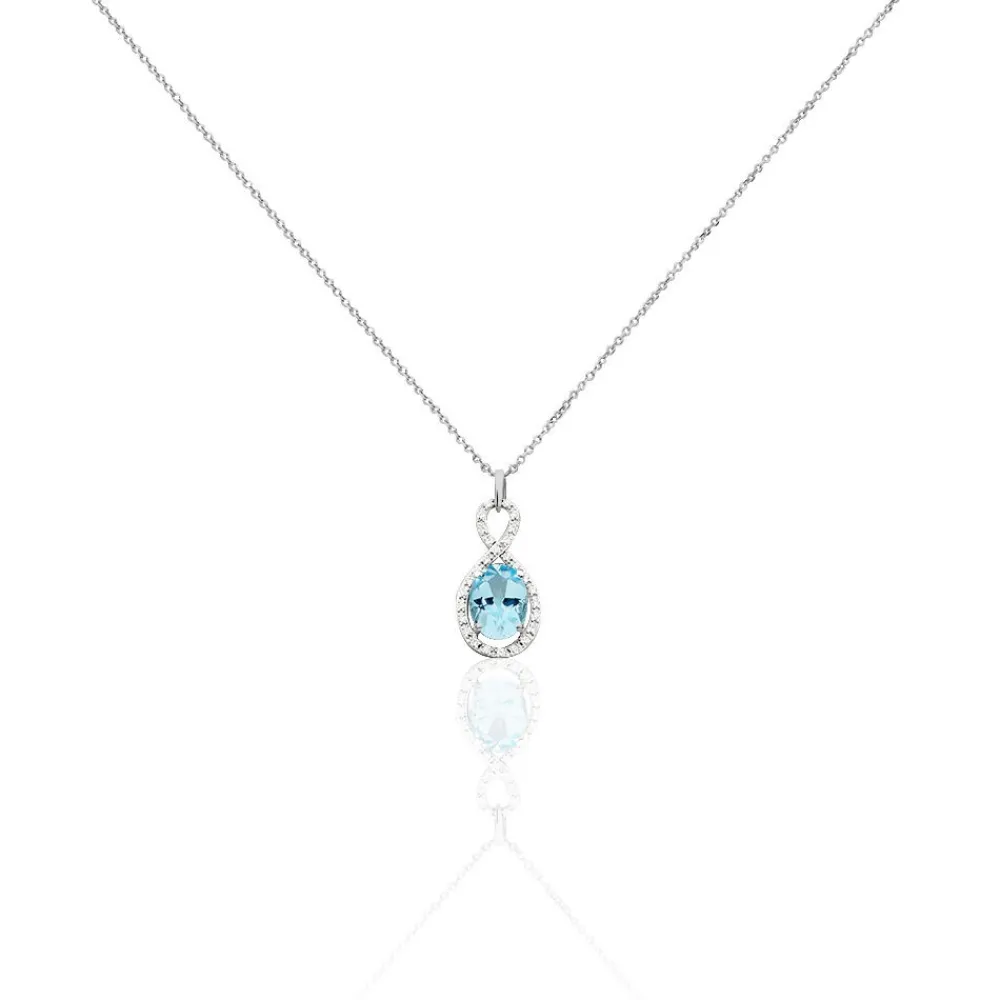 Marc Orian Colliers|Colliers Avec Pierres > Collier Passion Or Blanc Topaze Et Oxyde De Zirconium