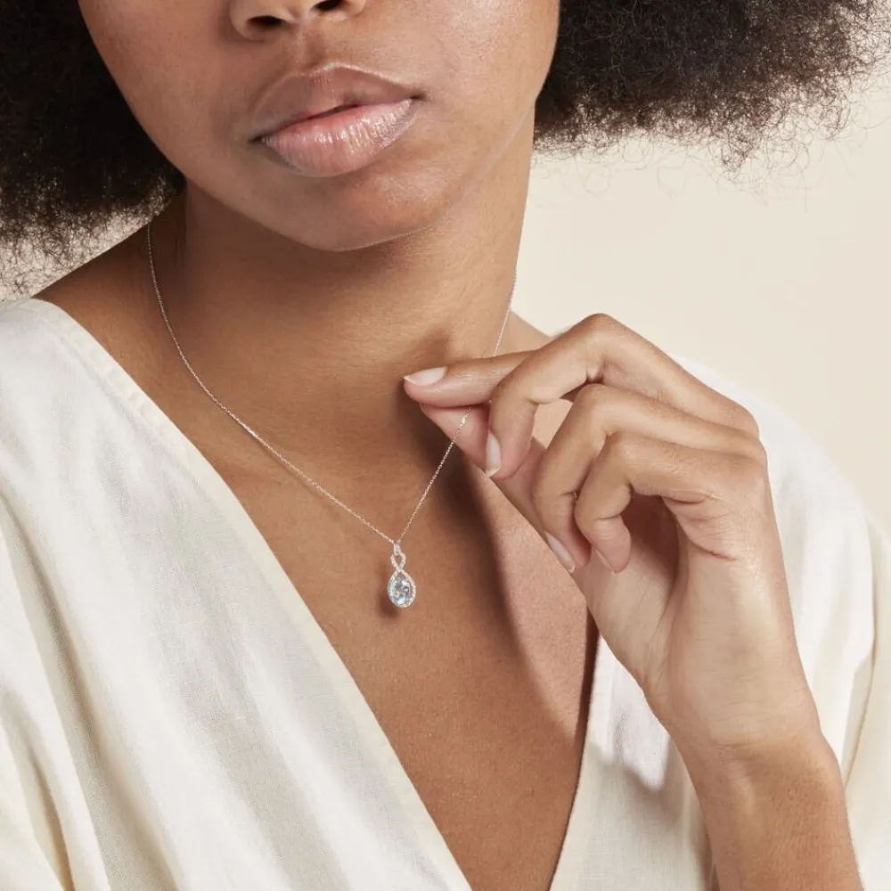 Marc Orian Colliers|Colliers Avec Pierres > Collier Passion Or Blanc Topaze Et Oxyde De Zirconium