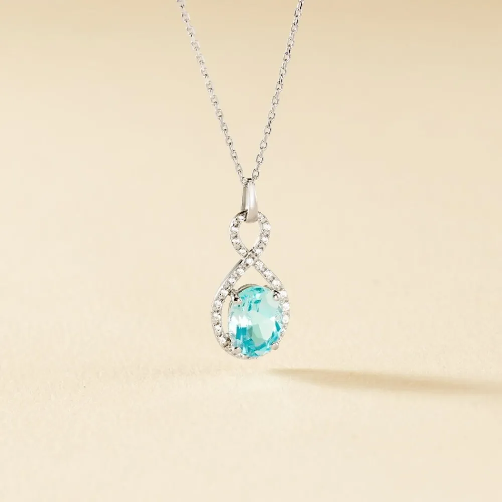 Marc Orian Colliers|Colliers Avec Pierres > Collier Passion Or Blanc Topaze Et Oxyde De Zirconium