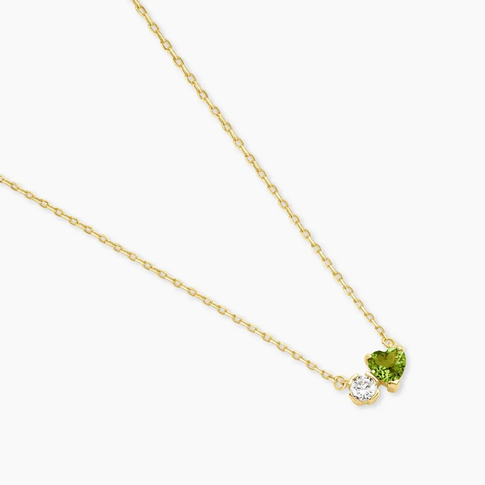 Marc Orian Colliers|Colliers Cœur > Collier Poem Argent Jaune Péridot Oxyde De Zirconium
