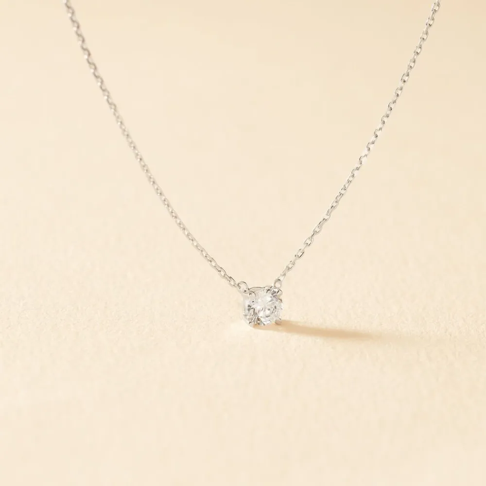 Marc Orian Colliers|Colliers Avec Pierres > Collier Ponama Or Blanc Oxyde De Zirconium