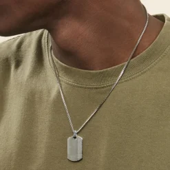 Marc Orian Colliers Fantaisie|Colliers > Collier Quadrillage Acier Blanc