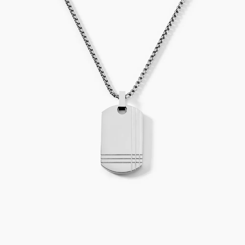 Marc Orian Colliers Fantaisie|Colliers > Collier Quadrillage Acier Blanc