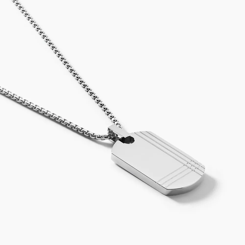Marc Orian Colliers Fantaisie|Colliers > Collier Quadrillage Acier Blanc