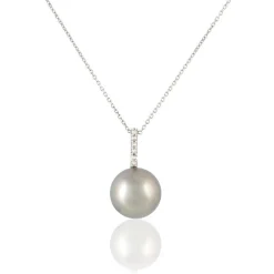 Marc Orian Colliers|Colliers Avec Pierres > Collier Rebeca Or Blanc Perle De Culture De Tahiti Et Oxyde
