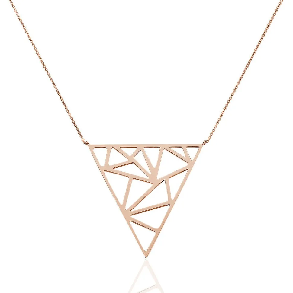 Collier Sautoir Rosario Acier Rose