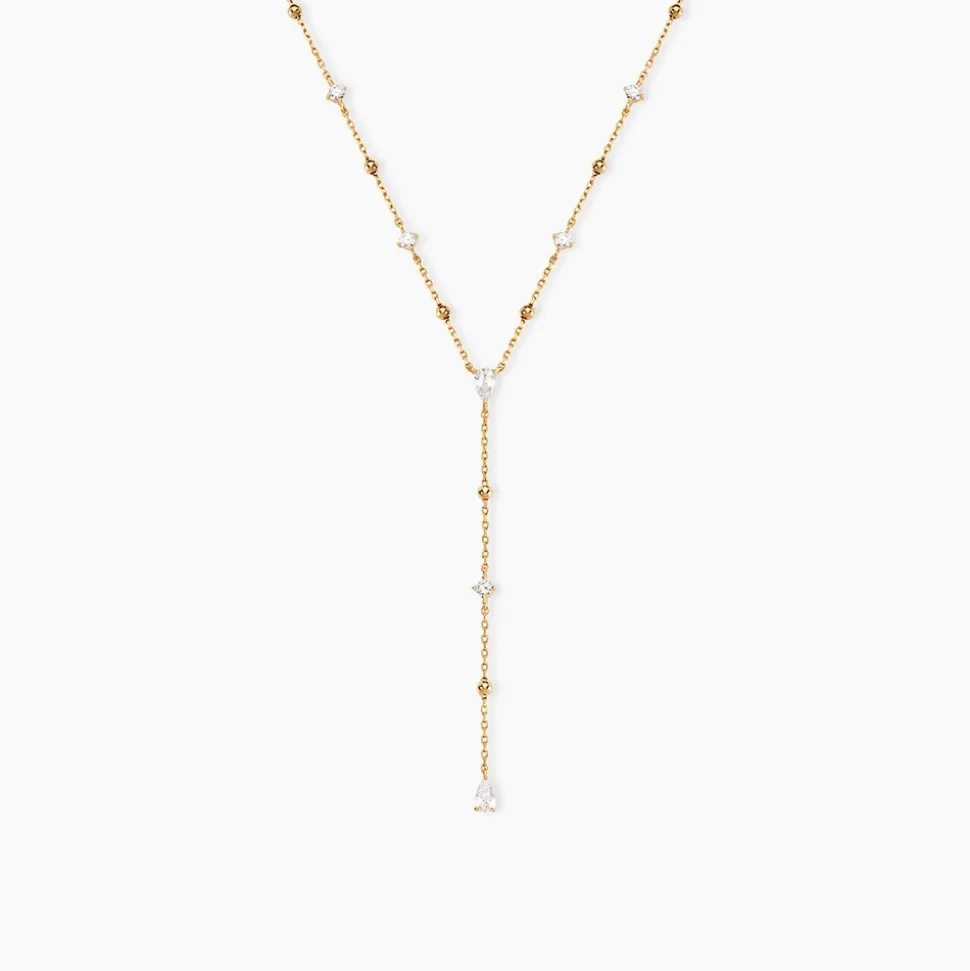 Collier Scintillante Plaqué Or Jaune Oxyde De Zirconium
