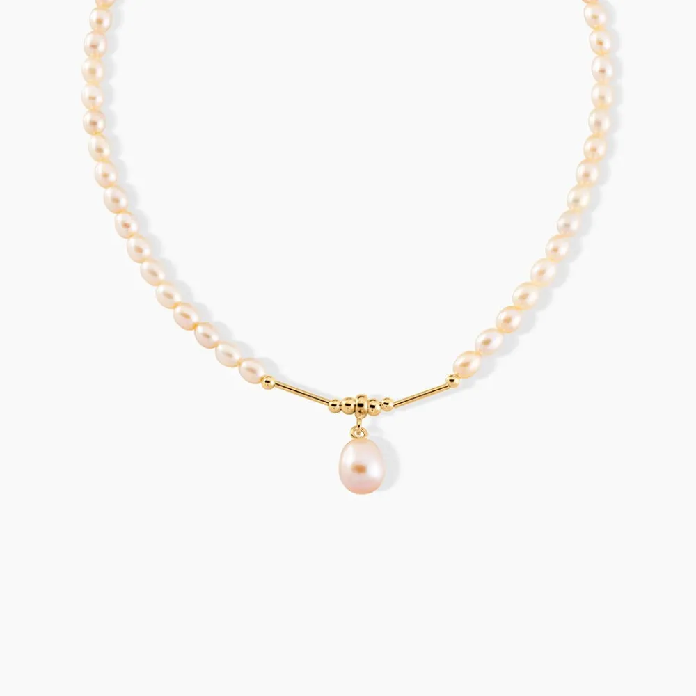 Marc Orian Parures De Mariage|Colliers > Collier Stella-Rose Or Jaune Perle De Culture or jaune perle rose