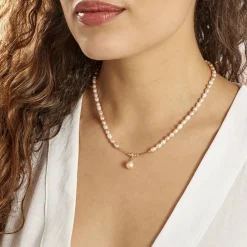 Marc Orian Parures De Mariage|Colliers > Collier Stella-Rose Or Jaune Perle De Culture or jaune perle rose