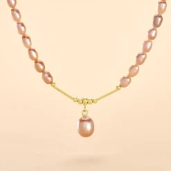Marc Orian Parures De Mariage|Colliers > Collier Stella-Rose Or Jaune Perle De Culture or jaune perle rose