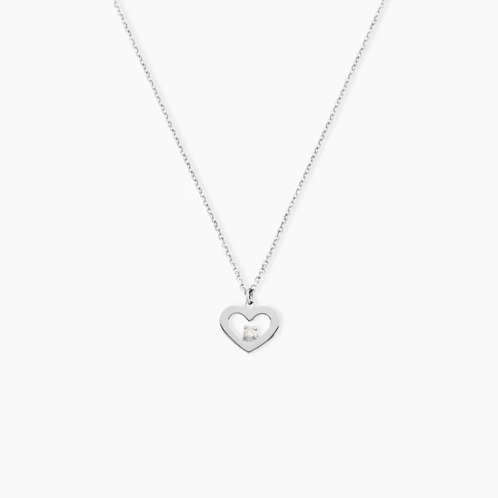 Marc Orian Colliers Diamant|Colliers > Collier Sweet Heart Or Blanc Diamant