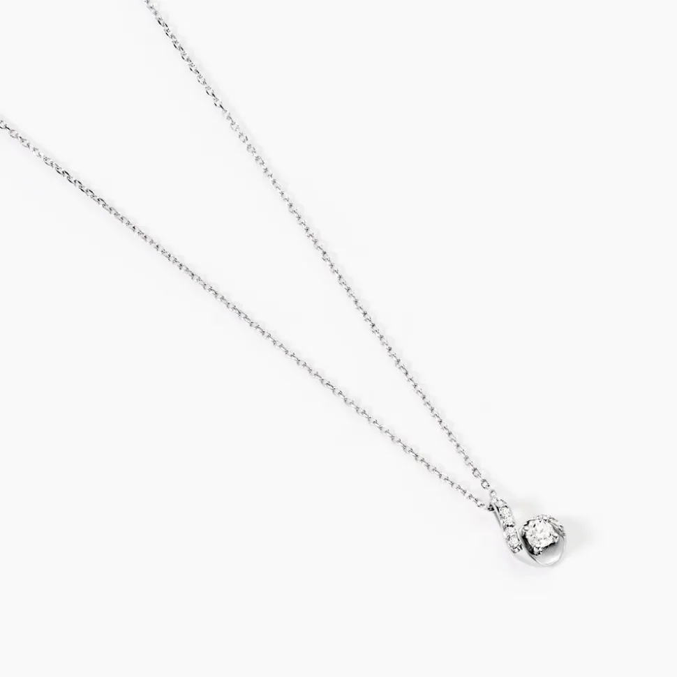 Collier Vrille Accompagnee Or Blanc Diamant