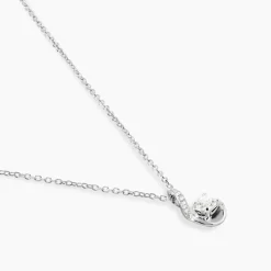 Collier Vrille Accompagnee Or Blanc Diamant
