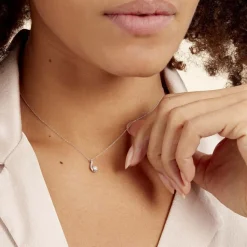 Collier Vrille Accompagnee Or Blanc Diamant