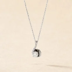 Collier Vrille Accompagnee Or Blanc Diamant