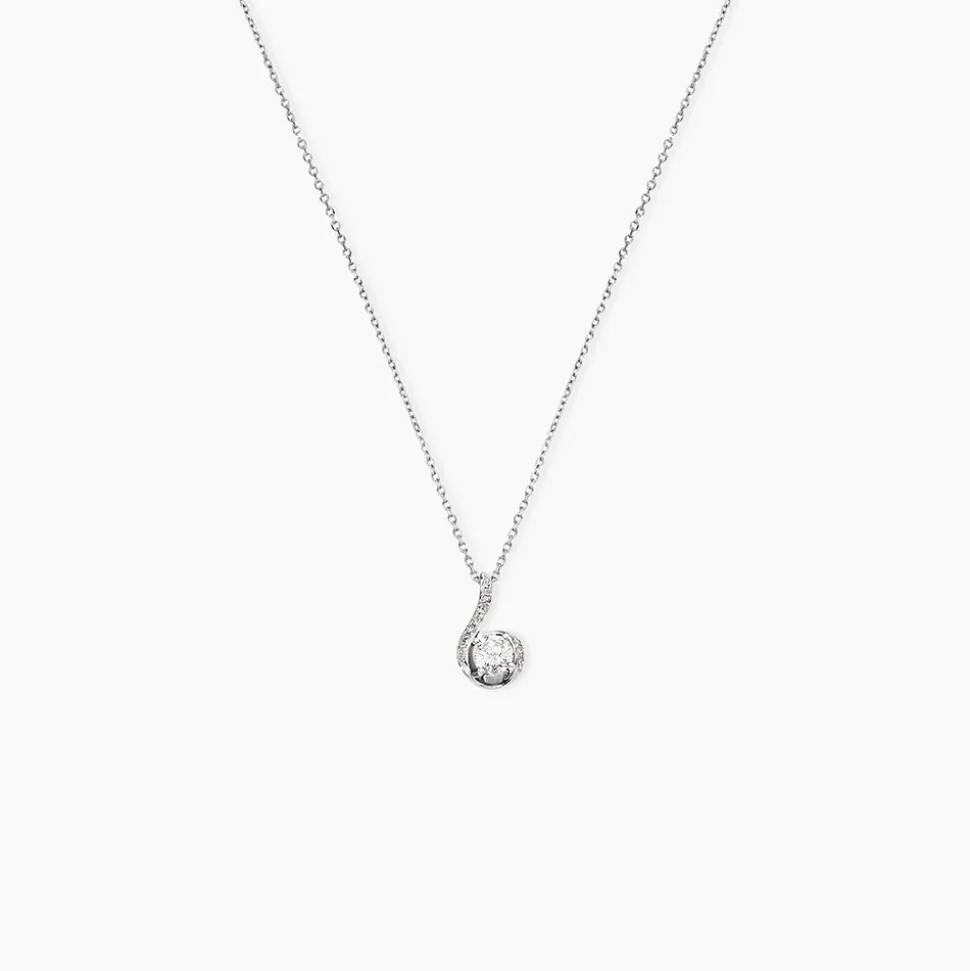 Collier Vrille Accompagnee Or Blanc Diamant