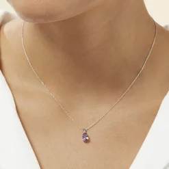 Marc Orian Colliers|Colliers Avec Pierres > Collier Yrene Or Blanc Amethyste or blanc amethyste violette