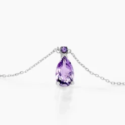 Marc Orian Colliers|Colliers Avec Pierres > Collier Yrene Or Blanc Amethyste or blanc amethyste violette