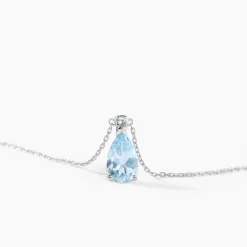 Marc Orian Colliers|Colliers Avec Pierres > Collier Yrene Or Blanc Topaze or blanc topaze bleu london