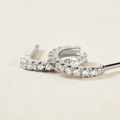 Créoles Alvah Argent Blanc Oxyde De Zirconium