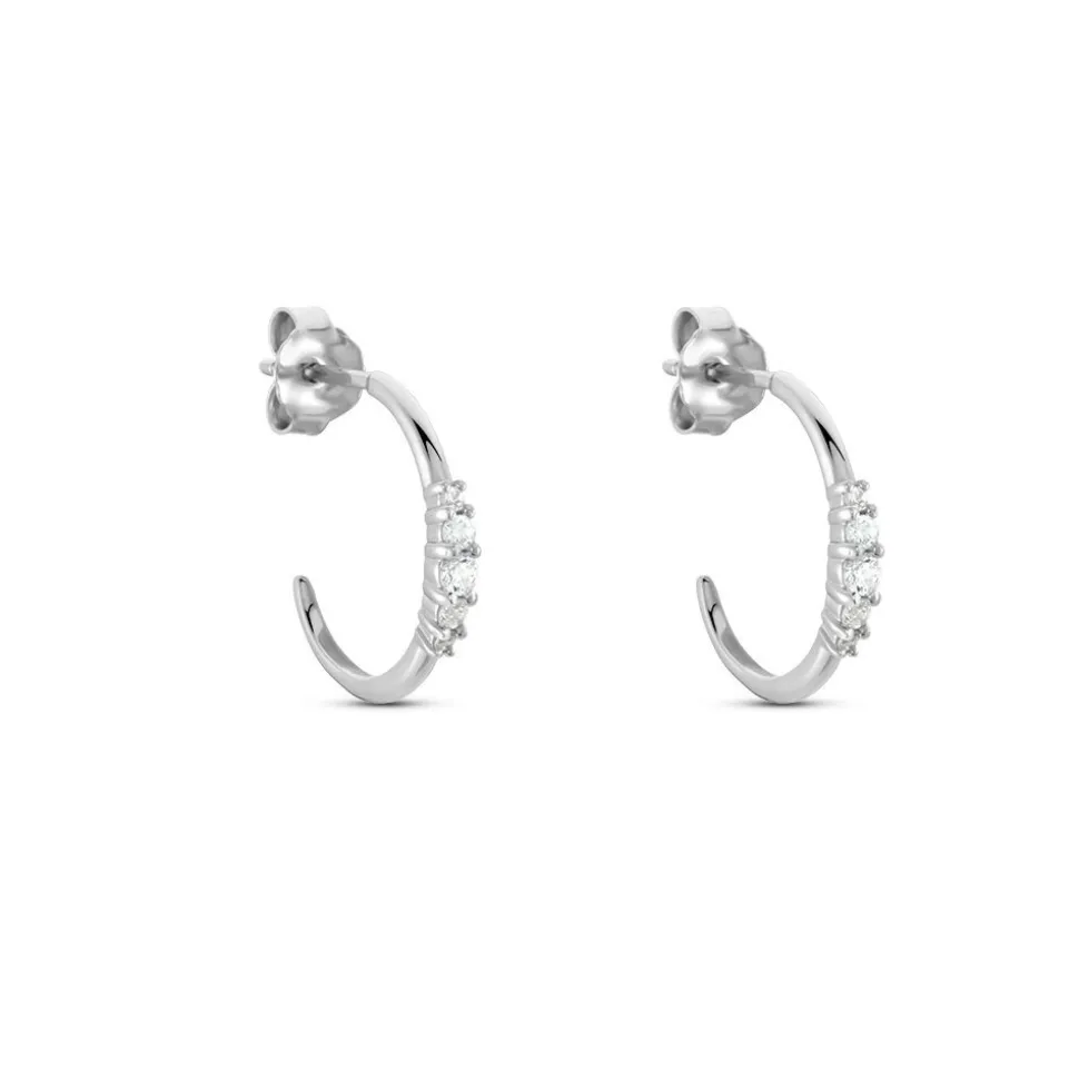 Créoles Anemone Argent Blanc Oxyde De Zirconium