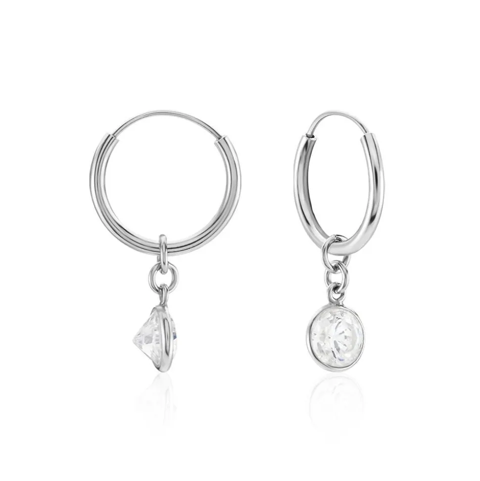 Créoles Argent Blanc Lehunnus Oxyde De Zirconium