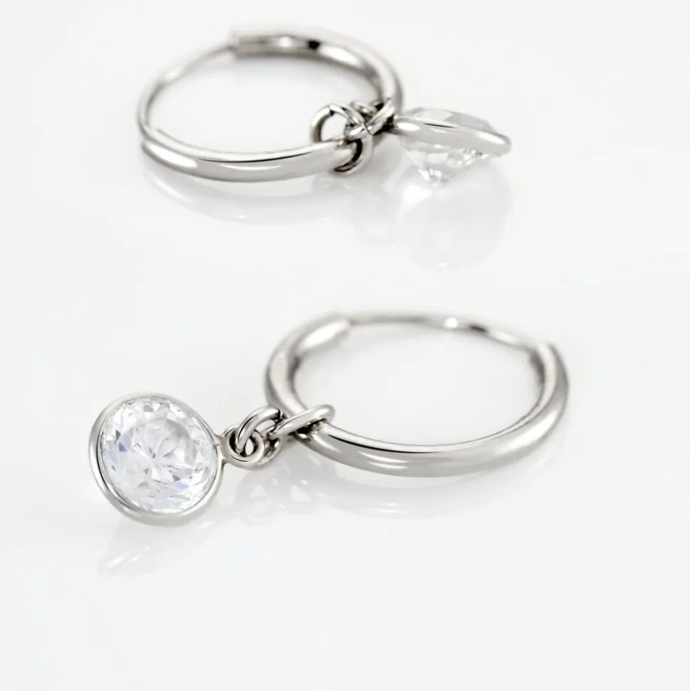 Créoles Argent Blanc Lehunnus Oxyde De Zirconium
