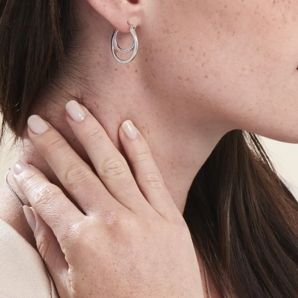 Marc Orian Créoles Argent|Bijoux Zirconium > Créoles Argent Blanc Linnette Oxydes De Zirconium