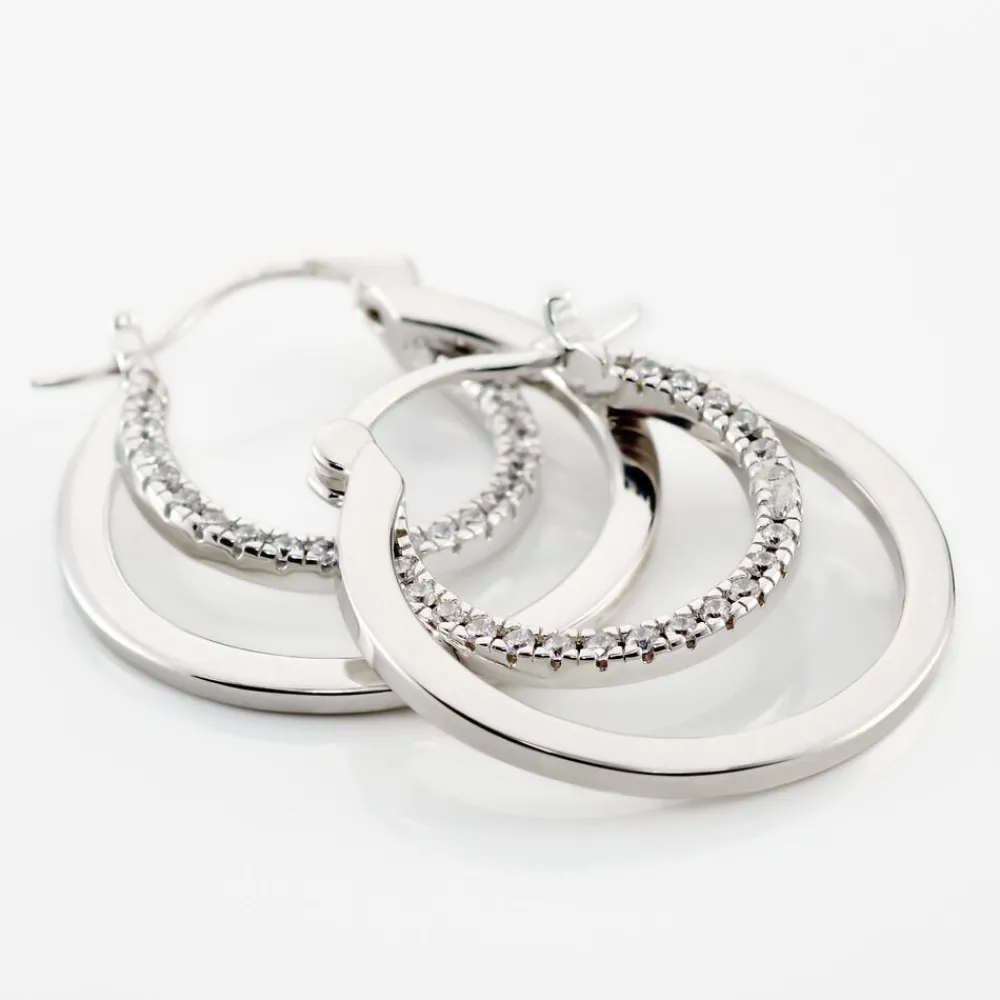 Marc Orian Créoles Argent|Bijoux Zirconium > Créoles Argent Blanc Linnette Oxydes De Zirconium