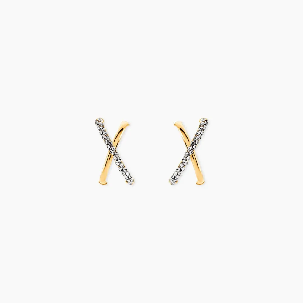 Marc Orian Boucles D'Oreilles Strass|Créoles > Créoles Bleona Croisees Or Jaune Strass