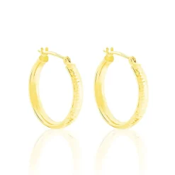 Créoles Dea Diamantees Fil Plat Or Jaune