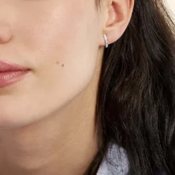 Marc Orian Bijoux Zirconium|Créoles > Créoles Jacoba Rondes Or Blanc Oxyde De Zirconium