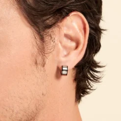 JOURDAN Bijoux Zirconium|Créoles > Créoles Ios Acier Blanc Oxyde De Zirconium