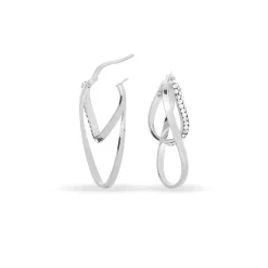 Marc Orian Boucles D'Oreilles Strass|Créoles > Créoles Luna Or Blanc Strass