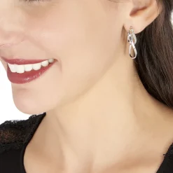 Marc Orian Boucles D'Oreilles Strass|Créoles > Créoles Luna Or Blanc Strass