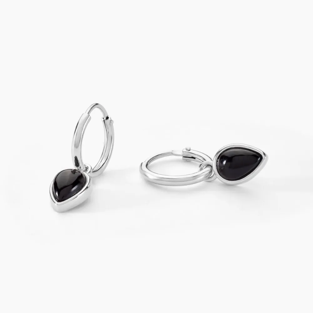 Marc Orian Créoles Argent|Créoles > Créoles Mentissa Argent Blanc Agate