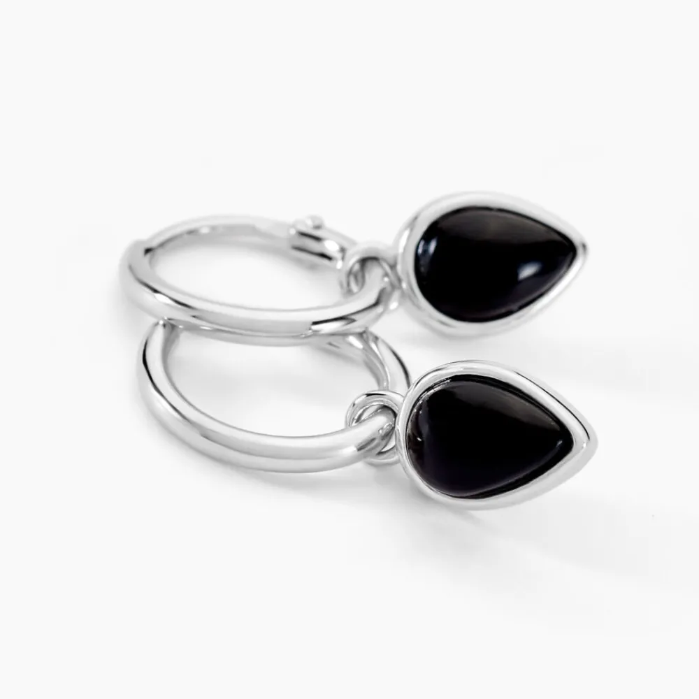Marc Orian Créoles Argent|Créoles > Créoles Mentissa Argent Blanc Agate