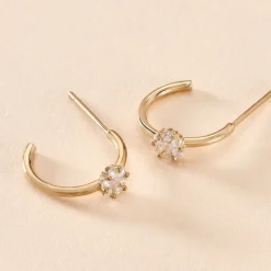 Marc Orian Bijoux Zirconium|Boucles D'Oreilles Fleur > Créoles Orinda Or Jaune Oxyde De Zirconium