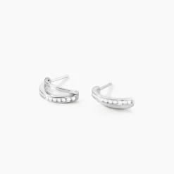 Créoles Otho Rondes Argent Blanc Oxyde De Zirconium