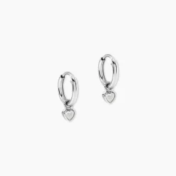 Créoles Querida Argent Blanc Oxyde De Zirconium