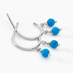 Marc Orian Créoles Argent|Créoles > Créoles Riona Argent Blanc Turquoise
