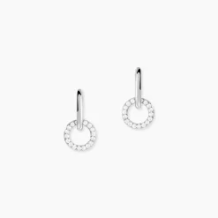 Créoles Riva Argent Blanc Oxyde De Zirconium
