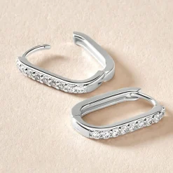 Marc Orian Créoles Argent|Bijoux Zirconium > Créoles Trait D'union Argent Rhodié Oxyde De Zirconium