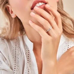 Marc Orian Bagues|Alliances > Demi-alliance Or Blanc Valentine Diamant Synthetique