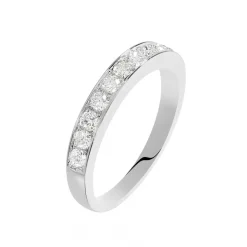 Demi-alliance Or Blanc Valentine Diamants Synthetique