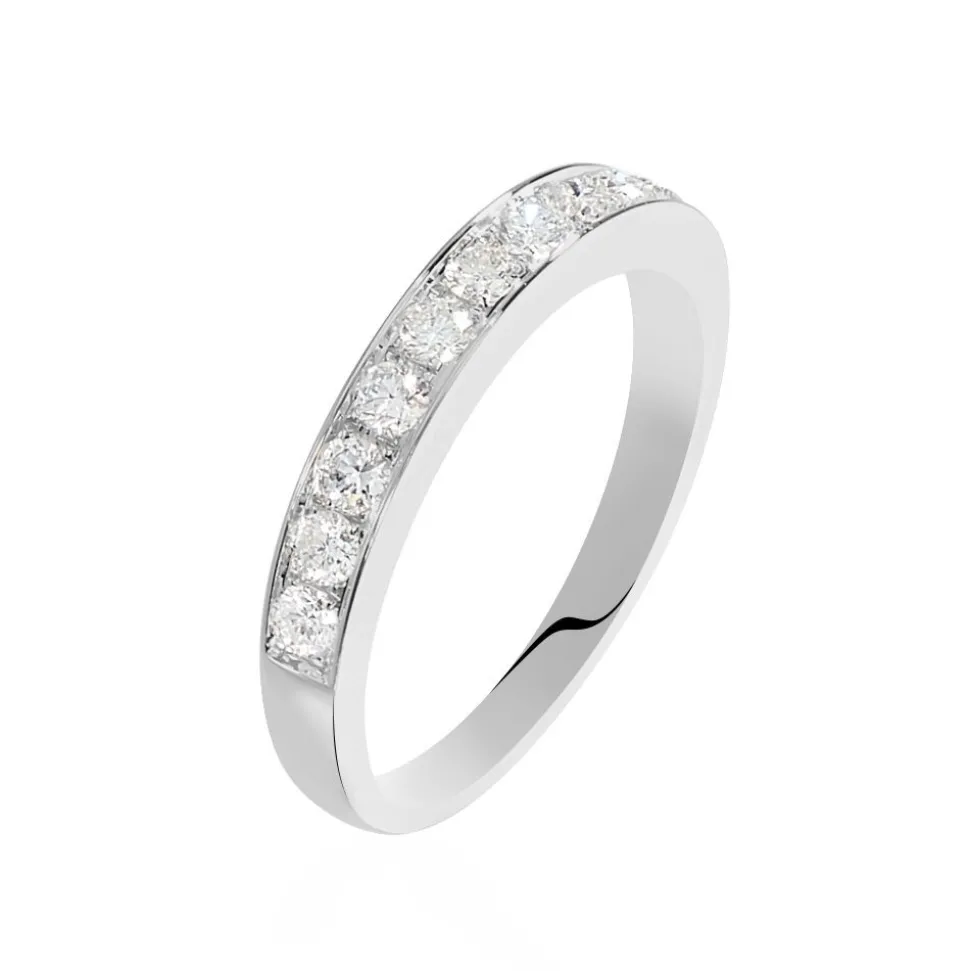 Demi-alliance Or Blanc Valentine Diamants Synthetique