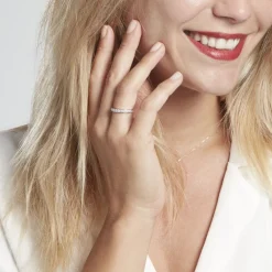Marc Orian Bagues|Alliances > Demi-alliance Or Blanc Valentine Diamant Synthetique