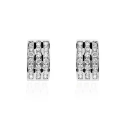 Demi Créoles Or Blanc Jacobea Oxyde De Zirconium