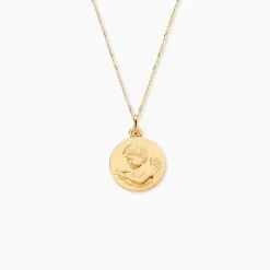 Marc Orian Pendentifs|Pendentifs Personnalisés > Medaille Or Jaune Ange Et Oiseau