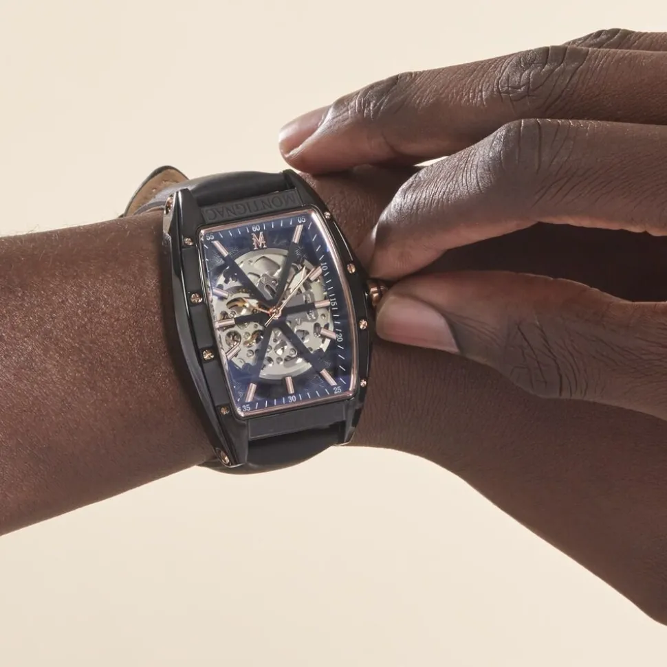 Montre Montignac Tonneau Automatiquev Noir